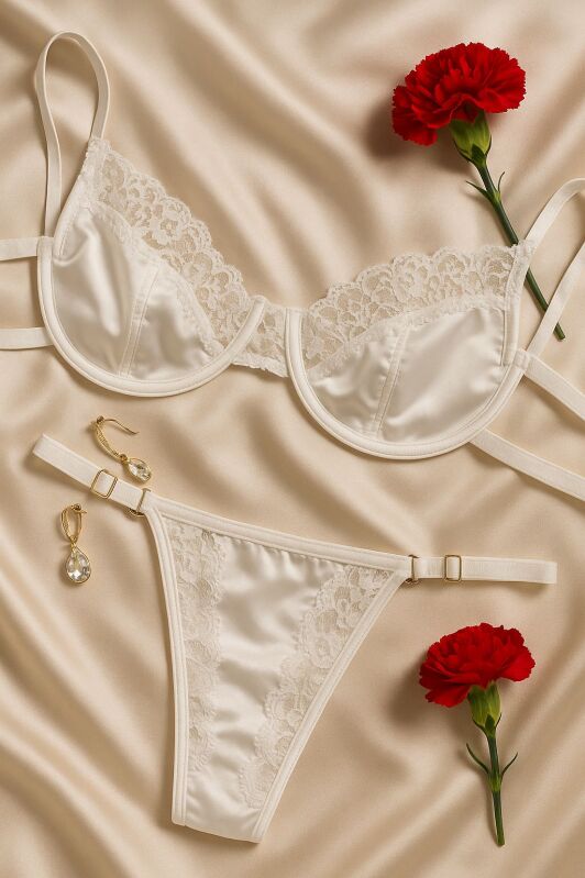 Amora Saten Sütyen Takım Beyaz 6990ı - 1