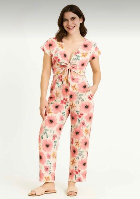 Aurora Göğüsten Bağlamalı Bürümcük Kumaş Pijama Takımı 6851 - ÇeyizeDairHerşey