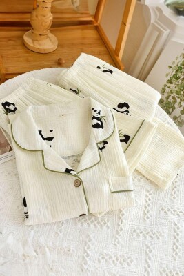 Beatiful Krinkıl Flower Örme Special Kumaş Pijama Takımı 6871 - ÇeyizeDairHerşey