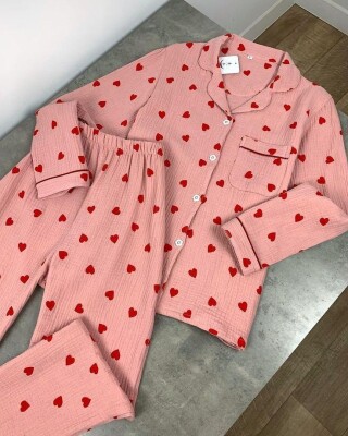Beatiful Krinkıl Little Heart Örme Special Kumaş Pijama Takımı 6875 - ÇeyizeDairHerşey