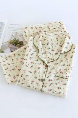 Beatiful Krinkıl Pink Cherry Örme Special Kumaş Pijama Takımı 6873 - ÇeyizeDairHerşey