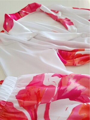 - Bloomwear Uzun Kollu Saten Pijama Takımı 6931 - 4