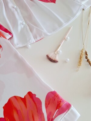 - Bloomwear Uzun Kollu Saten Pijama Takımı 6931 - 6