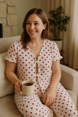 Kalpli Fiyonk Pijama Takim 6947 - ÇeyizeDairHerşey