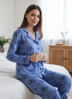 Koala Düğmeli Pamuklu Pijama Takımı 7044 - ÇeyizeDairHerşey