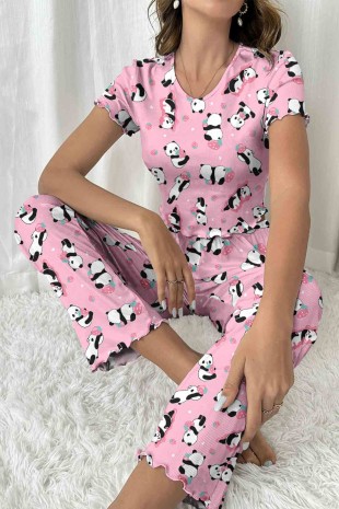 Lilyana Süpersoft Pijama Takım Panda 6431 - ÇeyizeDairHerşey (1)