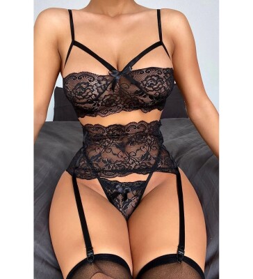  Premium Seri Özel Tasarım İp Detaylı Seksi Jartiyer Takım 6903 - ÇeyizeDairHerşey