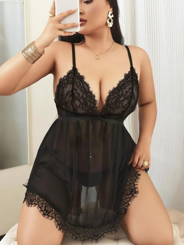 Tül Büyük Beden Arenia Gecelik TangaTakımı 7041 - 1